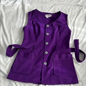 Vintage Loubella Purple Sleeveless Button Vest Blouse